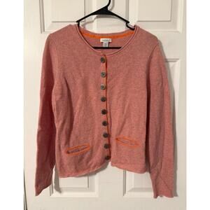 Sundance Women's PM Pink Orange Extrafine Merino Wool Cardigan Sweater